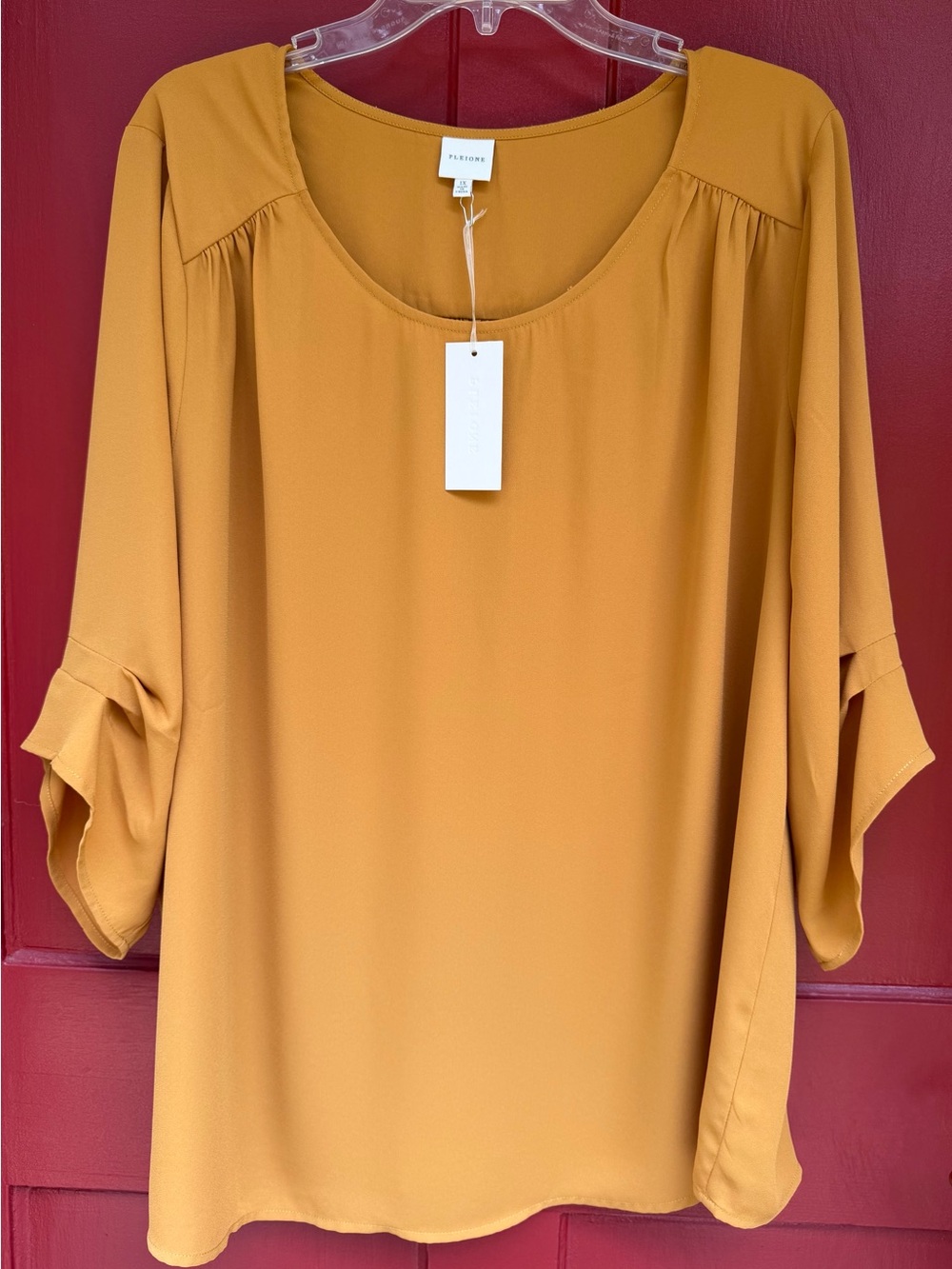 Pleione Mustard Yellow Scoop Neck Tunic